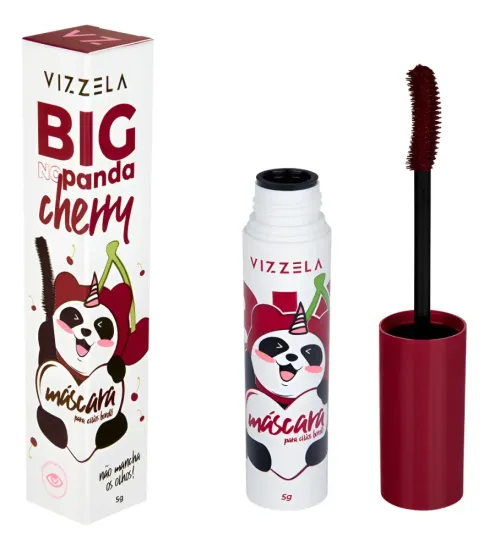 Máscara de Cílios Big No Panda Cherry Bordô Vinho Vizzela
