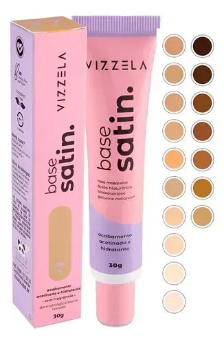 Base Líquida Satin 30g - Vizzela - Acabamento Acetinado